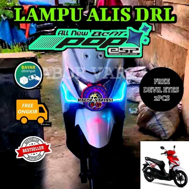 SEPASANG LAMPU ALIS BEAT POP 2014-2019 KANAN KIRI BONUS DEMON DEVIL EYES LAMPU VARIASI BEAT POP LAMP