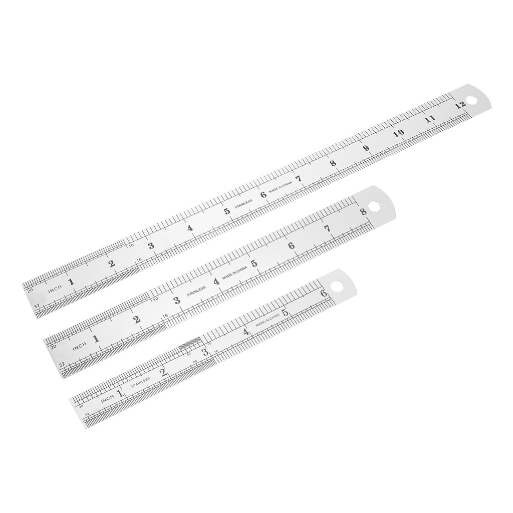 

3 Pcs Draw Line Ruler Architecture Stainless Steel Straight Machinist for Office