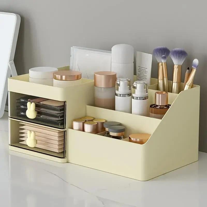 

Desktop Cosmetic Storage Box Organizer Drawer Office Storage Rack Stationery Desk Pen Holder Bunny Drawer Organizer Cute Kawaii