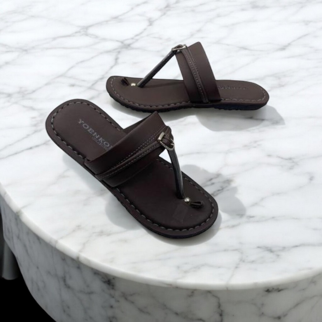 Sandal Tarumpah Sol Hitam Kualitas Premium Pria Dewasa Merk YOENKOE Tasik