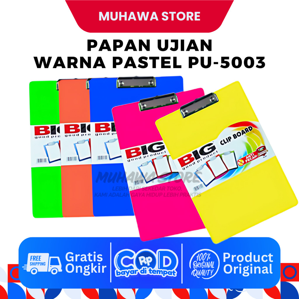 

PAPAN UJIAN BIG Clipboard Papan Jalan Papan Ujian Warna Pastel Ukuran F4 Folio PU-5003