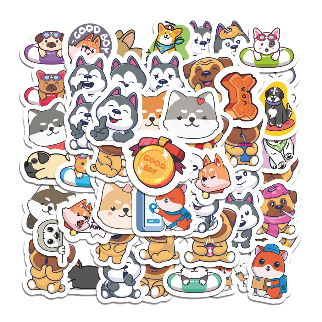 

COD 50 Pcs Stiker Super kawai doggy Lucu Anti Air Untuk Dekorasi Notebook Sepeda Skateboard Handphone