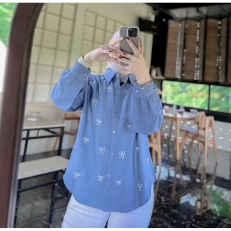 VZ56TR ANNA BLOUSE  Kemeja Wanita Bordir Kekinian