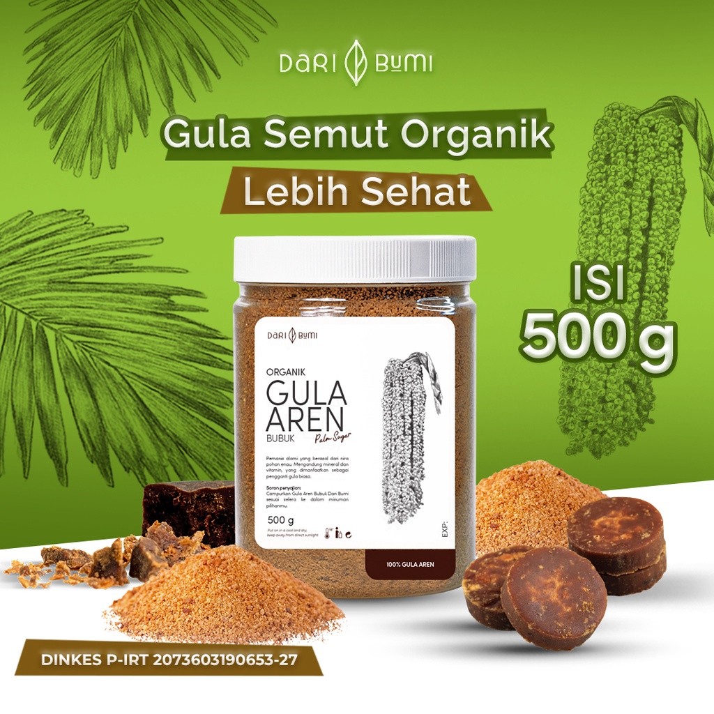 

Gula Aren Bubuk Organik 500 gr Dari bumi Premium Pure