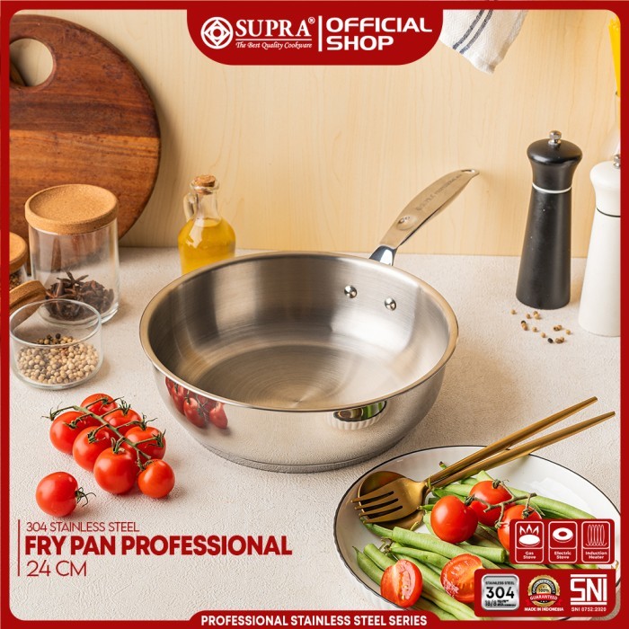 SUPRA Panci Stainless Steel SUS 304 Frypan 24 Cm Professional Series