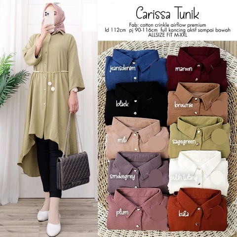 Baju lebaran murah tunik cantik kekinian / Tunik Bahan Cringkle Airflow Premium Import / Tunik Model