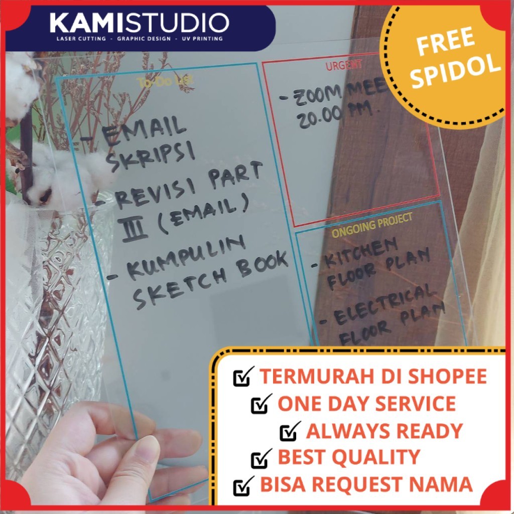 Acrylic Schedule Board/Akrilik Papan Jadwal/Papan Akrilik/Papan Jadwal/Dekorasi Akrilik/Planner /acr