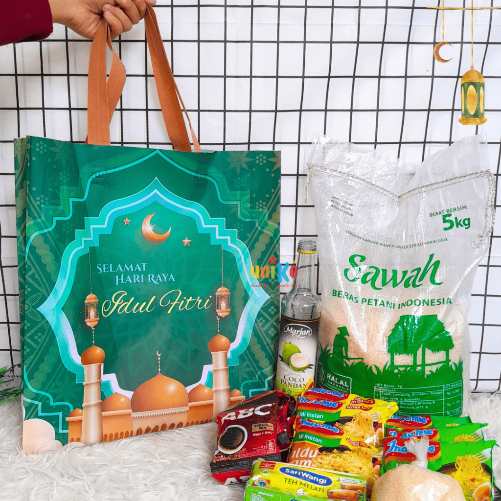 

12pcs - Tas Hampers Lebaran Spunbond Idul Fitri Goodie Bag Bingkisan Sembako Parcel Lebaran Lusinan