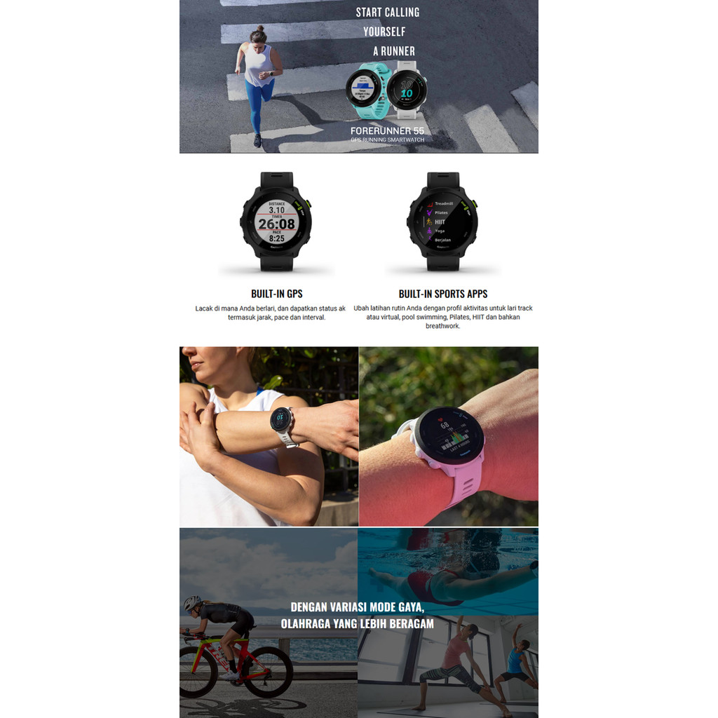 Garmin Forerunner Monterra Gray 55 GPS Smarttch - Garansi TAM