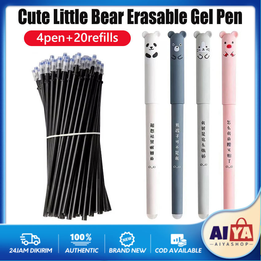 

24Pcs/Set Kartun Gel Pen Pulpen Hitam 0.5 Mm Karakter Lucu Pena Gel + 20 Refil Pena Gel Isi Ulang Tinta Cair 0.5Mm Pena
