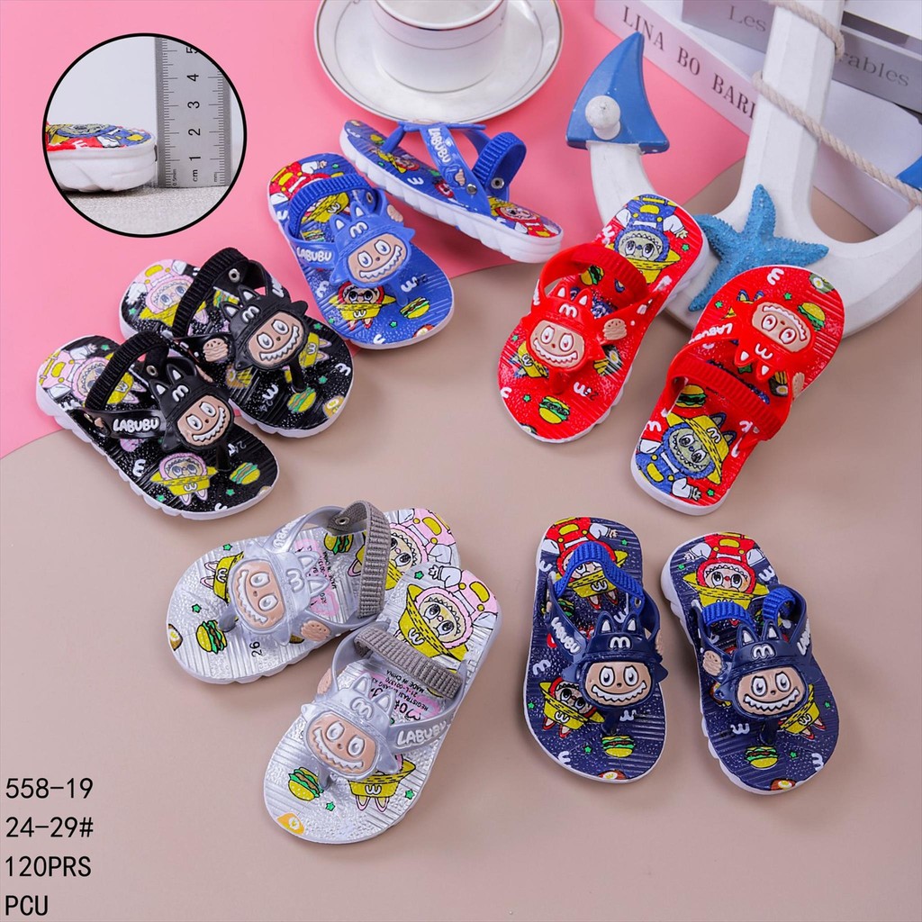 Sandal Jepit Jelly Let Anak Cewek Cowok Motif Labubu Bunyi Cit Cit Super Cute Empuk Kiyowo Import Mo