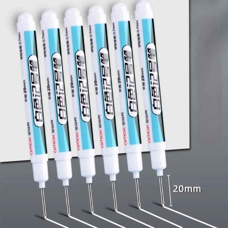 

0.7mm White Paint Marker Pen 20cm Deep Hole Markers Pen Set Waterproof Permanent Oily Pens for Rock Wood Metal Glass Tiles