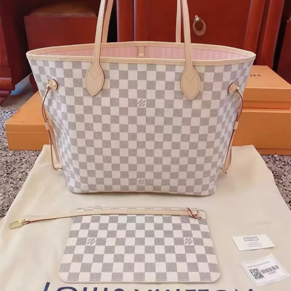 【bekas asli】（N41605）Tas jinjing Louis Vuitton/tas kotak-kotak/tas bahu/tas jinjing putih/tas belanja