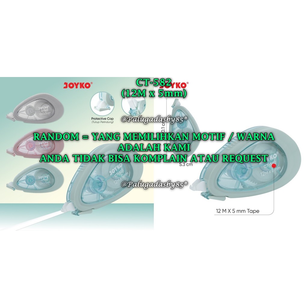 

(1 Biji) GROSIR Correction Tape JOYKO CT-582 12 M x 5 mm / Pita Koreksi Correction Tape Joyko CT-582
