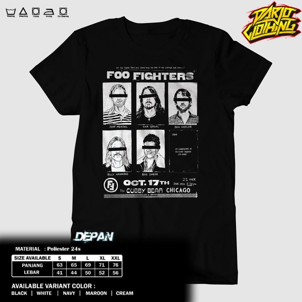 Toko Kaos Combed -  KAOS FOO FIGHTERS MONO - BAJU FOO FIGHTERS WHITE POSTER