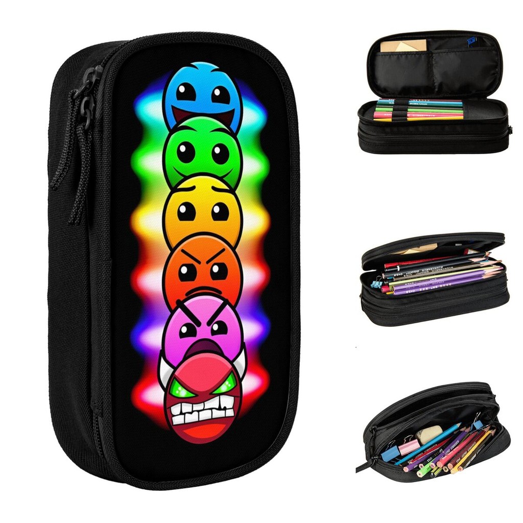 

Video Game Geometry Dash Pencil Cases Geometric Dash Pencilcases Pen Holder Kids Large Storage Bags School Supplies Stationery