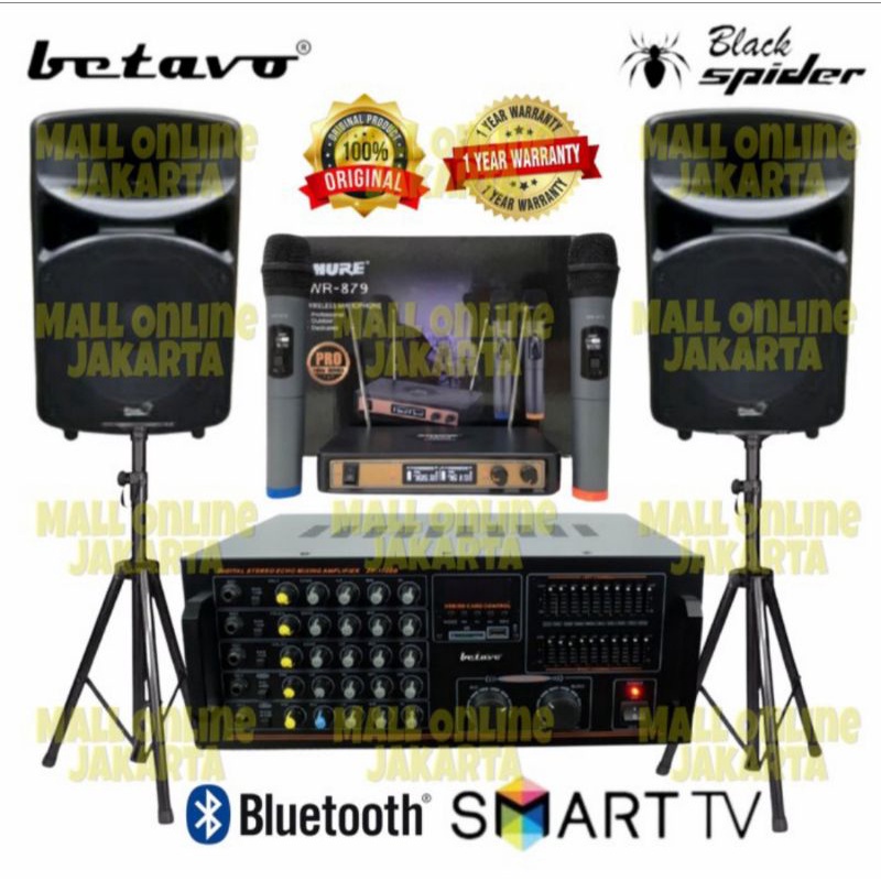 Paket Sound System 15inch Speaker  Black Spider Ampli Karaoke Betavo
