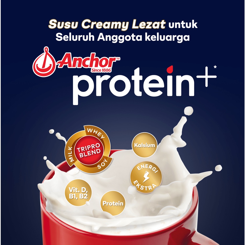 Anchor Milk Protein+ Susu Keluarga Original 175g x 2 - Susu Bubuk Tinggi Protein | Sarapan Breakfast
