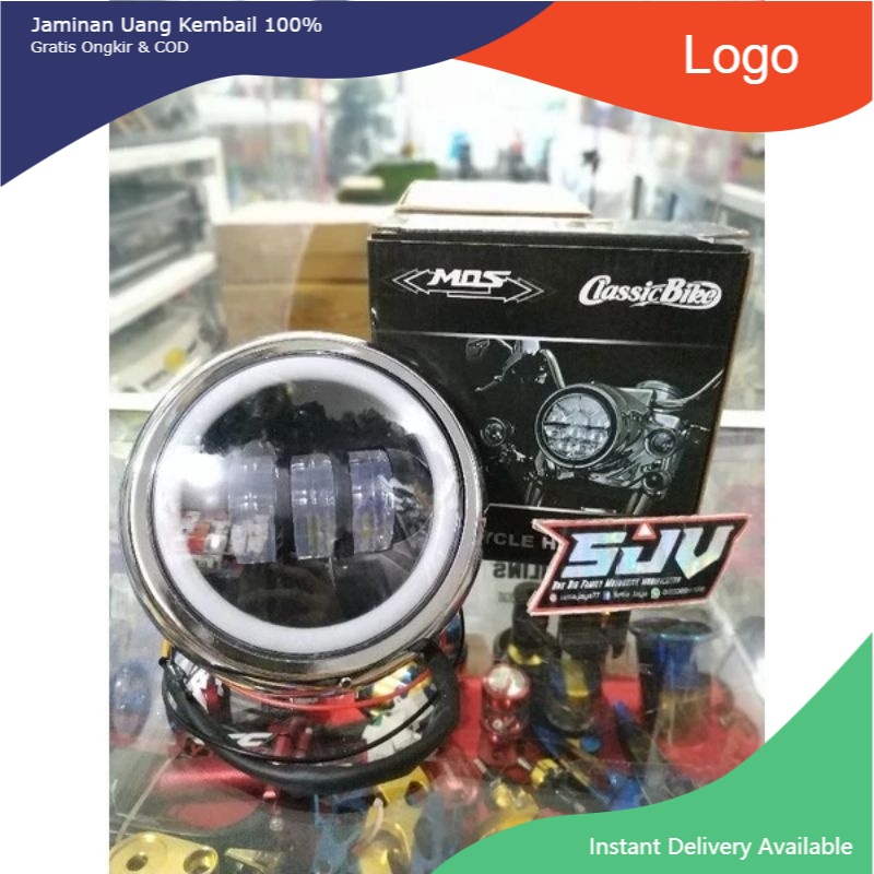 reflektor lampu depan daymaker led honda c70 set ring import merk mos