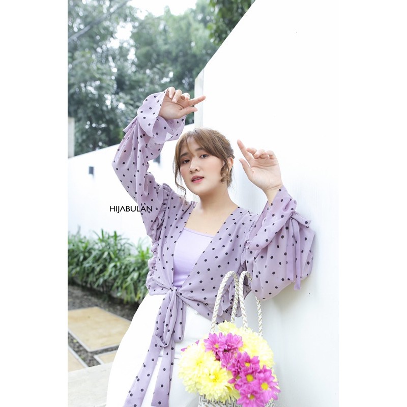 TITAN OUTER , PAKAIAN OUTER WANITA KEKINIAN MOTIF POLKADOT