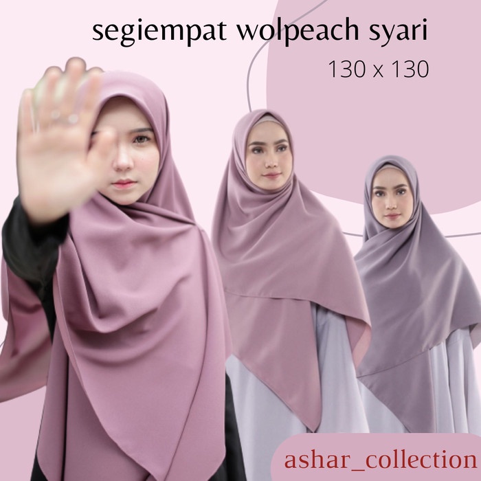 ✨LARIS✨ -JILBAB SEGIEMPAT SYAR'I WOLPEACH JUMBO 130X130 - Putih