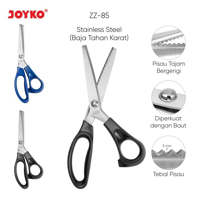 

Gunting Zig Zag Joyko ZZ-85 Bergerigi Scissors kain Kertas