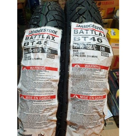 Ready Battlax Paket Set BT 45F SS 90 per 90 dan BT 45F SS 100 per 80 Ban Tubless Bridgestone Ring 18