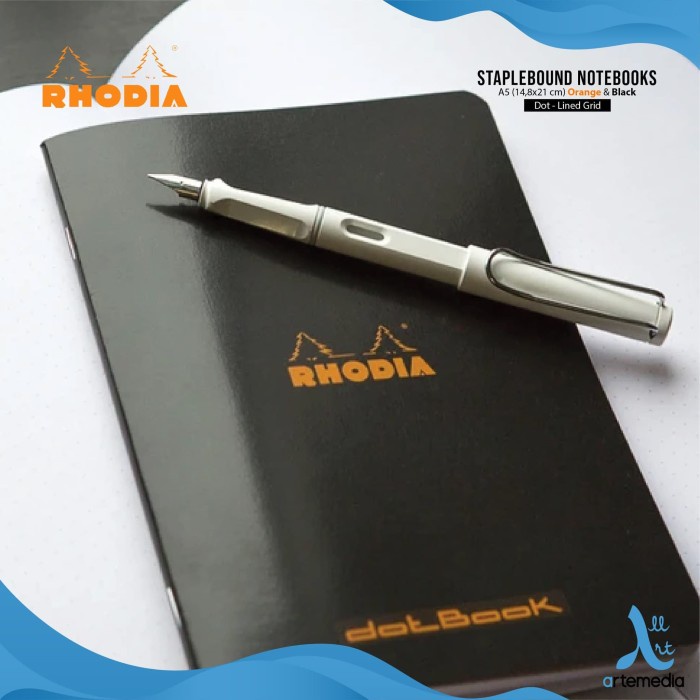 

Buku Catatan Rhodia A5 Staplebound Coated Card Cover Notebook - LINED ORANGE