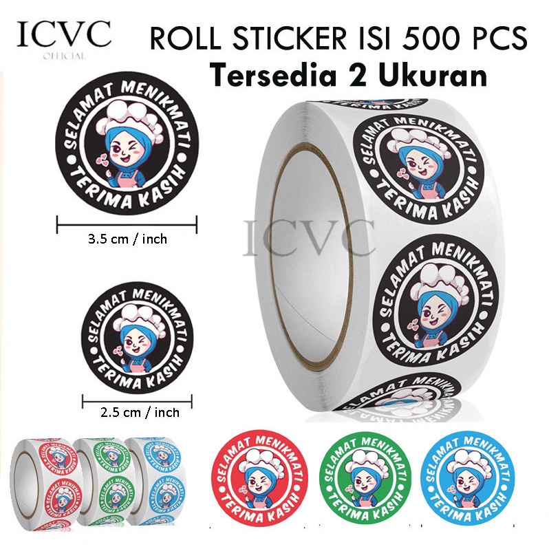 

New Import Roll Sticker (1 Roll Isi 500 Pcs) Selamat Menikmati 3.5 Cm - Sticker Thank You Label Makanan Import - LoveStock