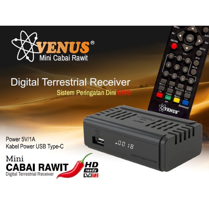 Set Top Box Mini TV DIGITAL DVB T2 /DVBT2 Venus Cabai Rawit Mini - STB Mini