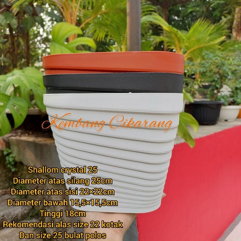 (1pc) SHALLOM CRYSTAL 25 (22 x 22cm) : pot bunga motif garis unik bagus cantik murah
