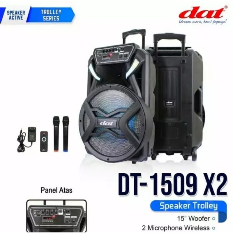 Speaker aktif portable dat 15 inch dt1509 x2 bluetooth wireless dt 1509