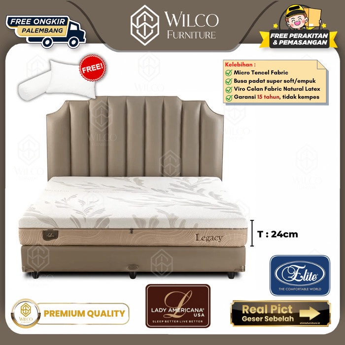 Springbed Lady Americana Legacy / Matras Full Natural Latex Palembang - Matras Aja, 120x200