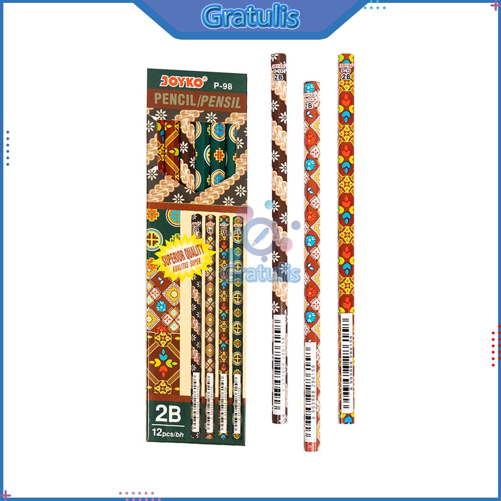 

PENSIL 2B BATIK JOYKO [P-98/12 PCS] / ALAT TULIS UJIAN KOMPUTER / PENCIL GAMBAR MENULIS [1 PACK]