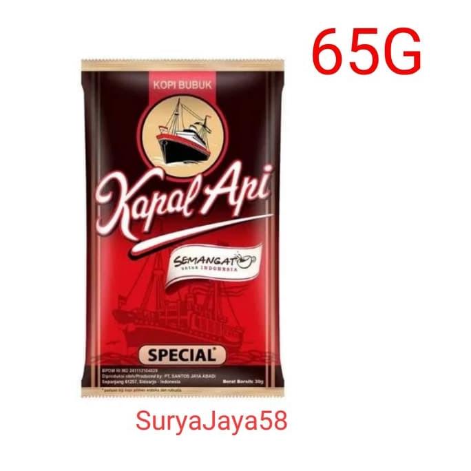 

Kopi Bubuk Hitam Kapal Api 65G|Dus/Kartonan| 1 Dus Isi 50Pcs