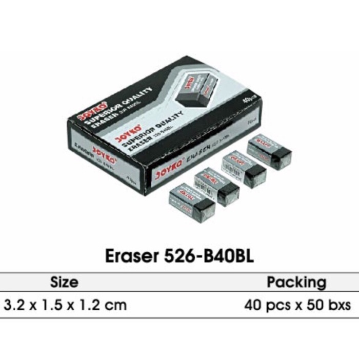 

Penghapus Pensil Joyko B40BL HITAM Pak=40pcs