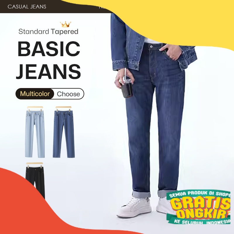 Denim Celana Jeans Pria Celana Gombrang Pria Jeans Cowok Dewasa Jeans Kulot Jumbo Korean Style Baggy