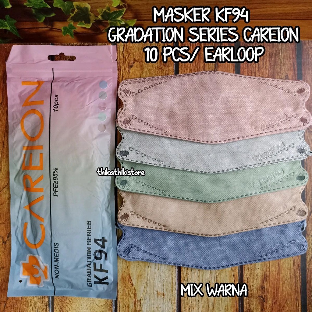 CAREION MASKER KF94 GRADASI SERIES MIX WARNA 1 PAK/ 10 PCS EARLOOP