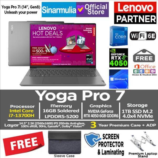 promo spesial Lenovo Yoga Pro 7i i7-13700H RTX4050 1TB SSD 16GB Win+OHS