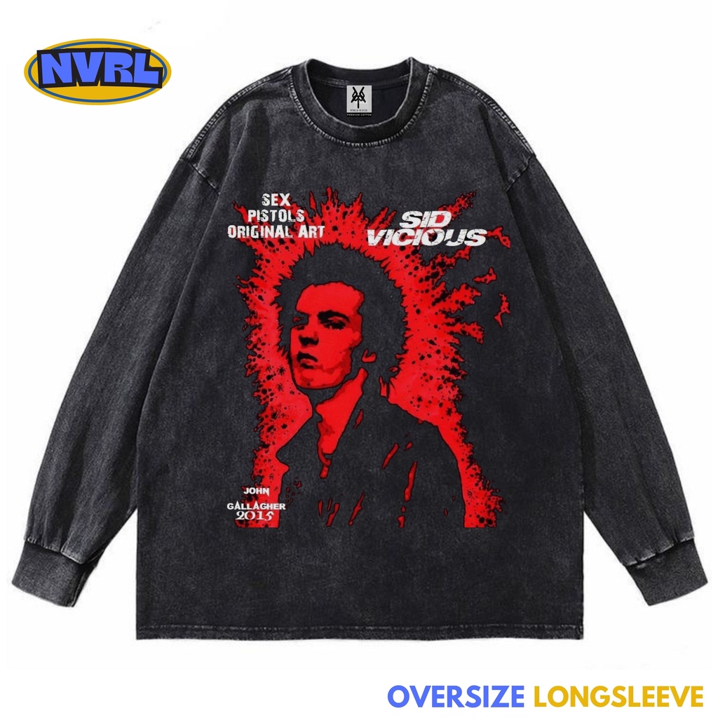 Kaos oversize longsleeve sid vicious sex pistols washed washing vintage tee