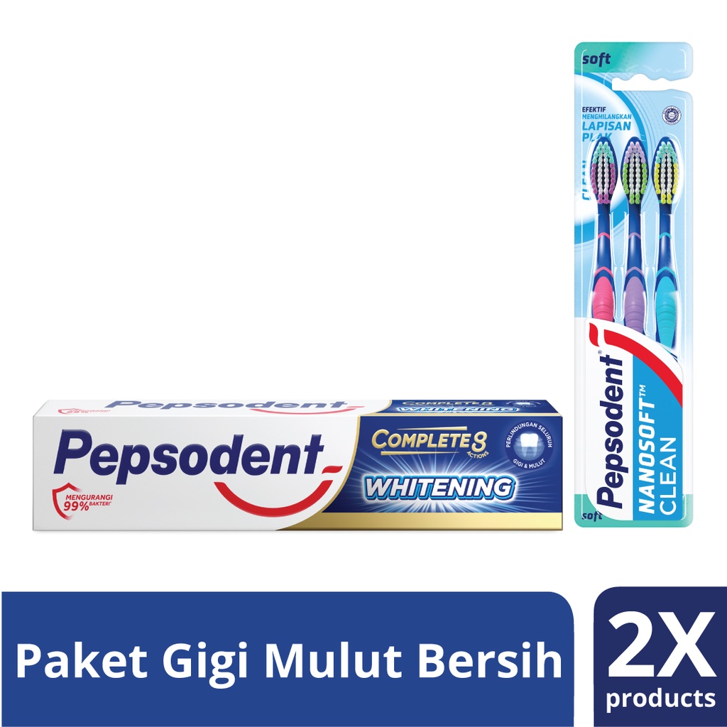 Pepsodent TB Nanosoft Clean MP3 + Pepsodent TP Complete 8 Whitening 190g