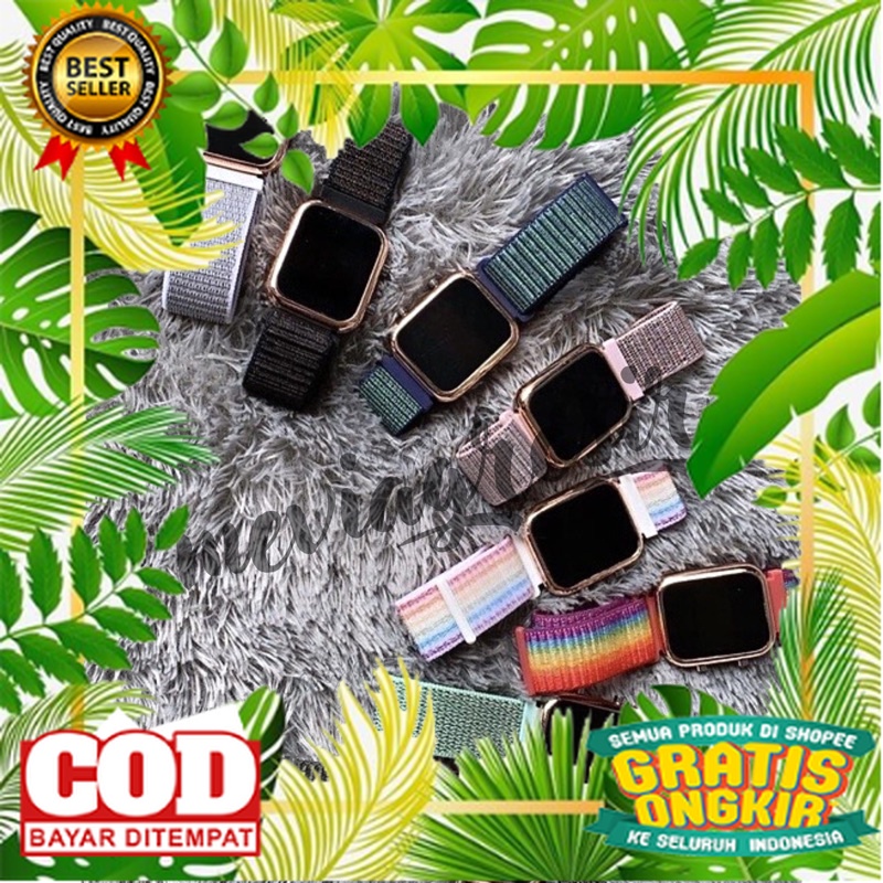 JAM TANGAN WANITA LED KANVAS LED SEGI LED OVAL JAM KANVAS JAM TANGAN WANITA ANTI AIR NON BOX meviagr