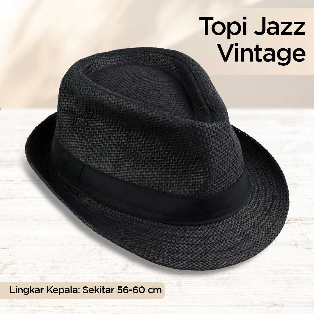 Topi Fedora Laken Hat Jazz Classic Vintage - Topi Classic Vintage - Topi Jazz