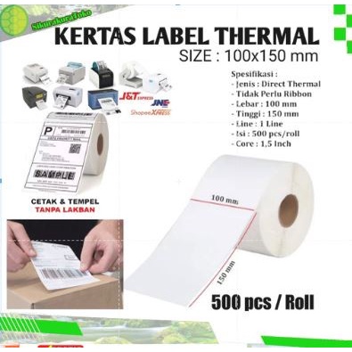 

Label Thermal Printer Kertas Stiker Sticker Label Isi 500 /250 Pcs - 150X100 isi 500