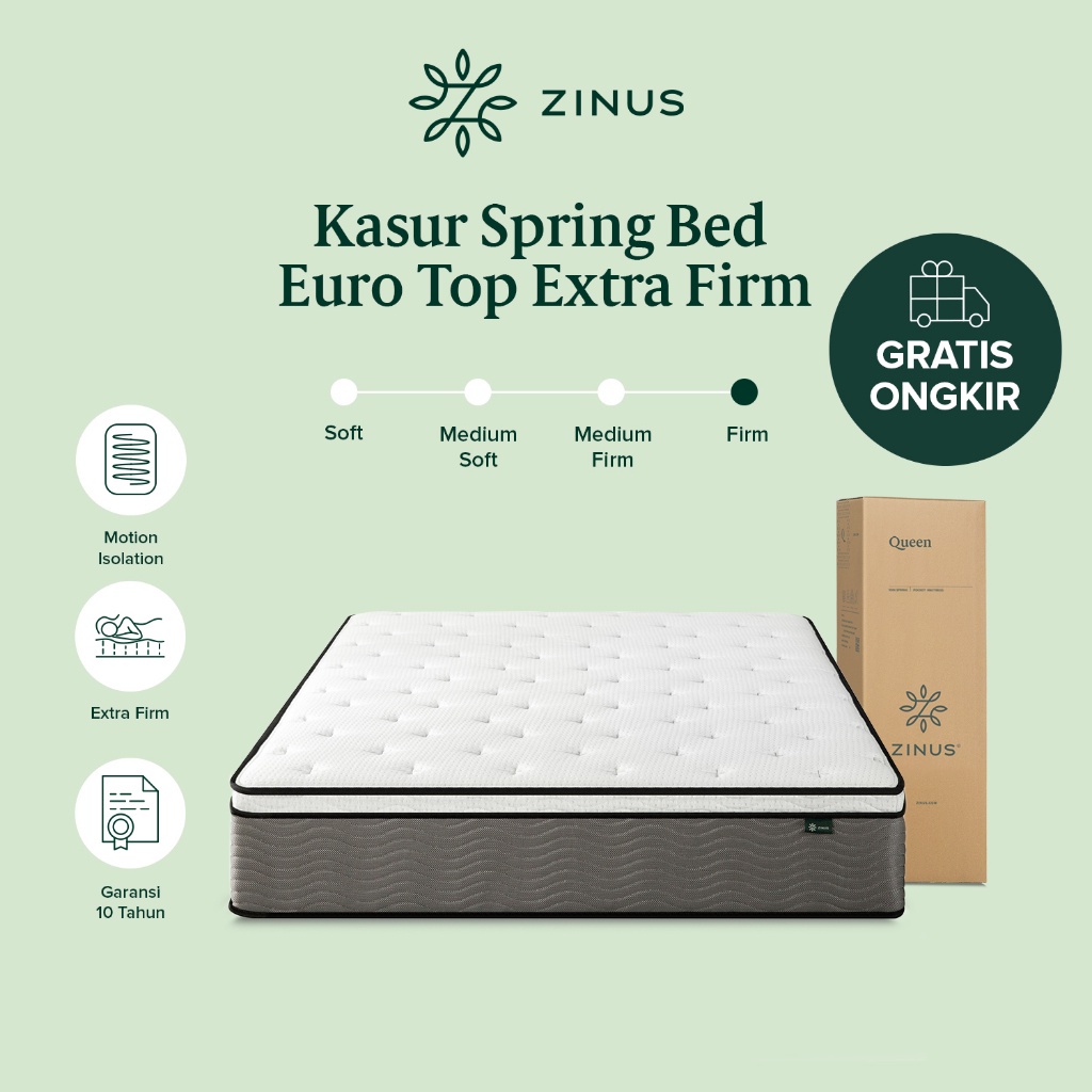 Kasur Spring Bed Zinus Ekstra Firm / Euro Top / Motion Isolation / Mattress In a Box