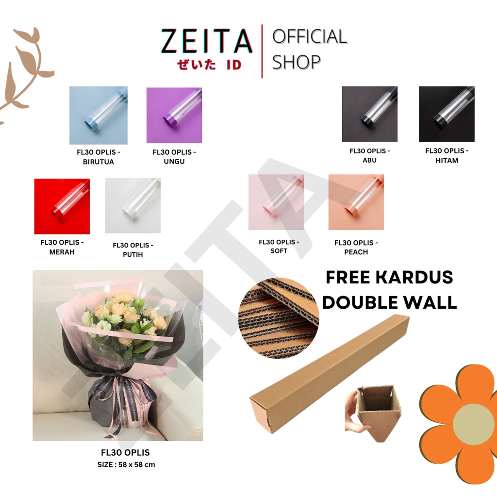 

Zeita - (5 LEMBAR) - FL30 OPLIS Kertas Bunga Paper Buket Motif Frame List OPP Transparan Florist Cellophane