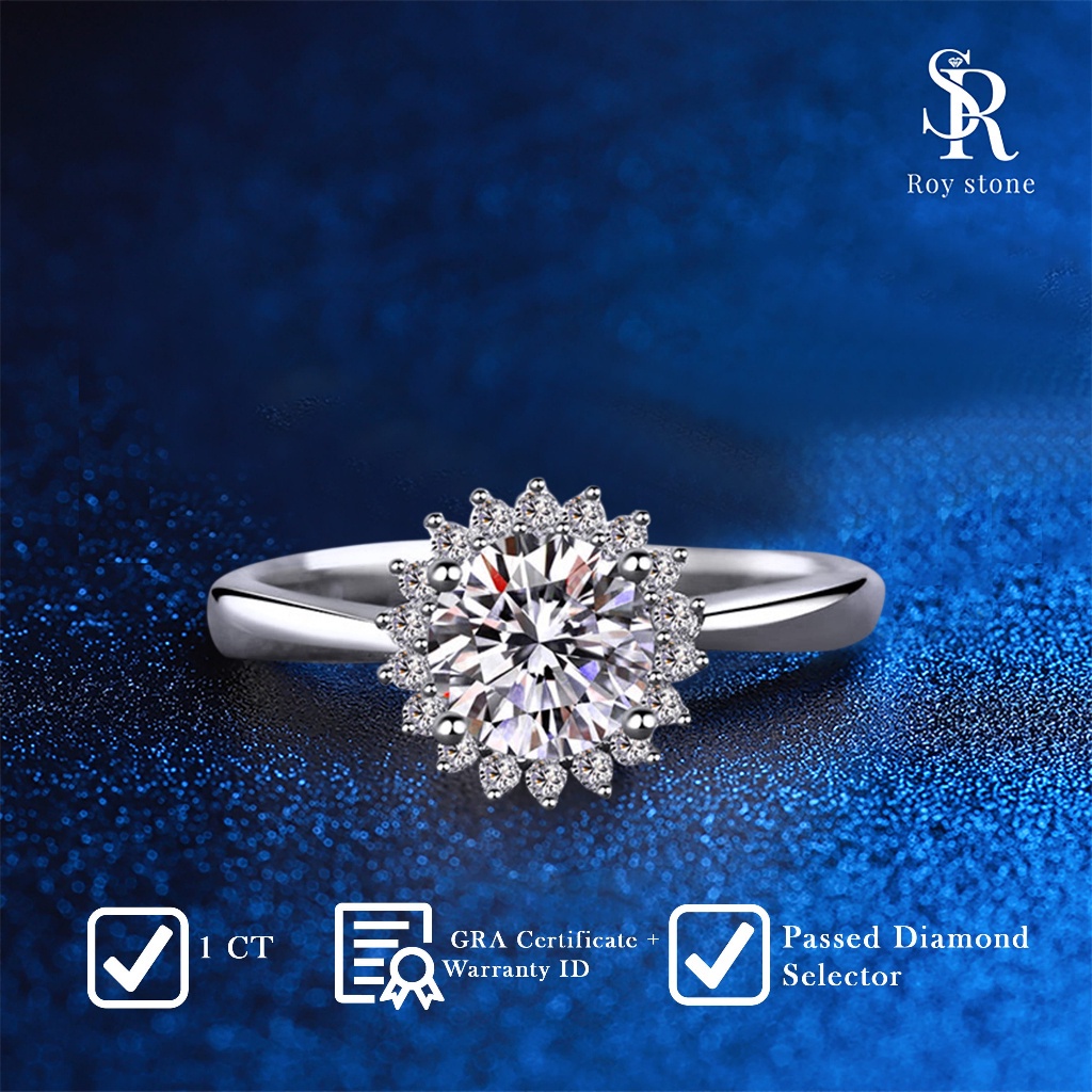 (COD) [11.11 BIG SALE] RoyStone_Moissanite Jewellery - Cincin Moissanite Lapis Emas 18K - Aurelia Ri