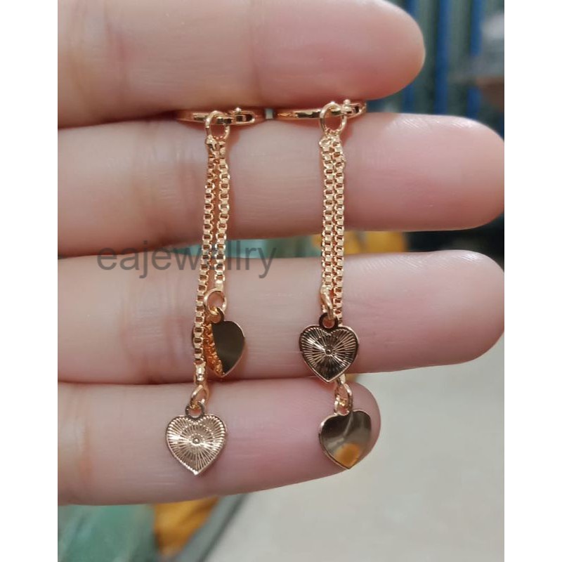 Perhiasan Titanium Wanita Anting Jurai 24 Karat Lapis Emas Asli