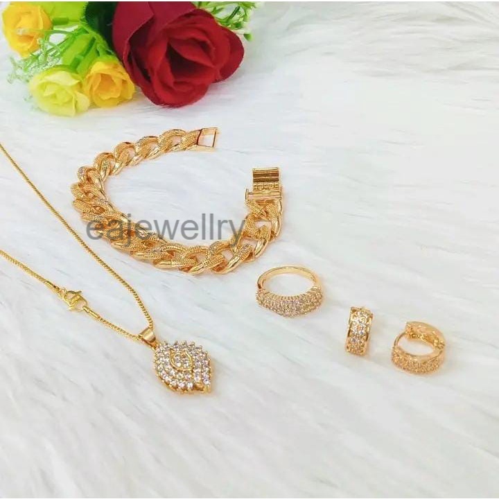 Aksesoris Perhiasan 1 Set Titanium Dewasa Lapis Emas 24 Karat