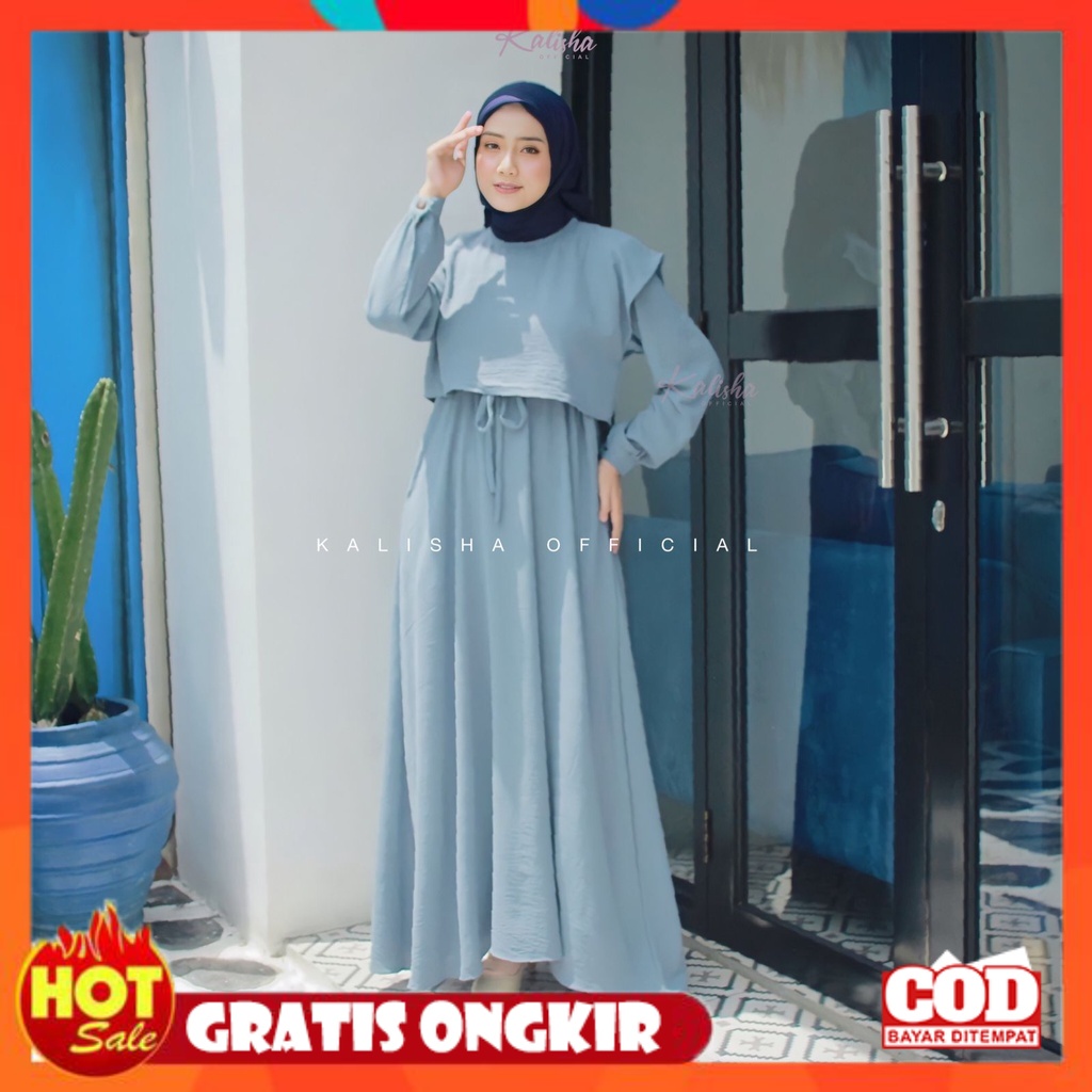 KAIN ADEM HALUS TEBAL / Gamis Wanita Dress Nadira Terbaru Crinkle Airflow Premium Terlaris Wudhu Fri